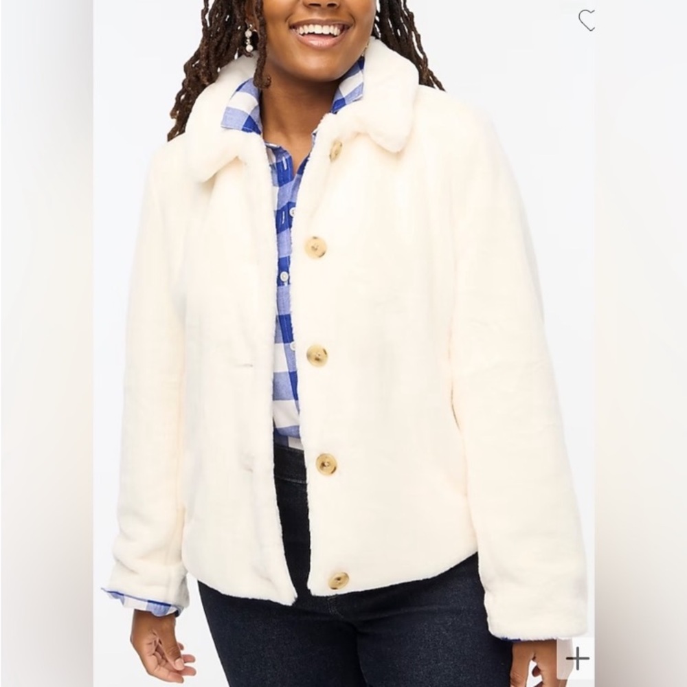 J. Crew Factory Faux Fur Coat Size 6 - Picture 3 of 16